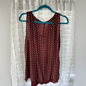 Maroon Patterned Tank Blouse, Loft Outlet Size L